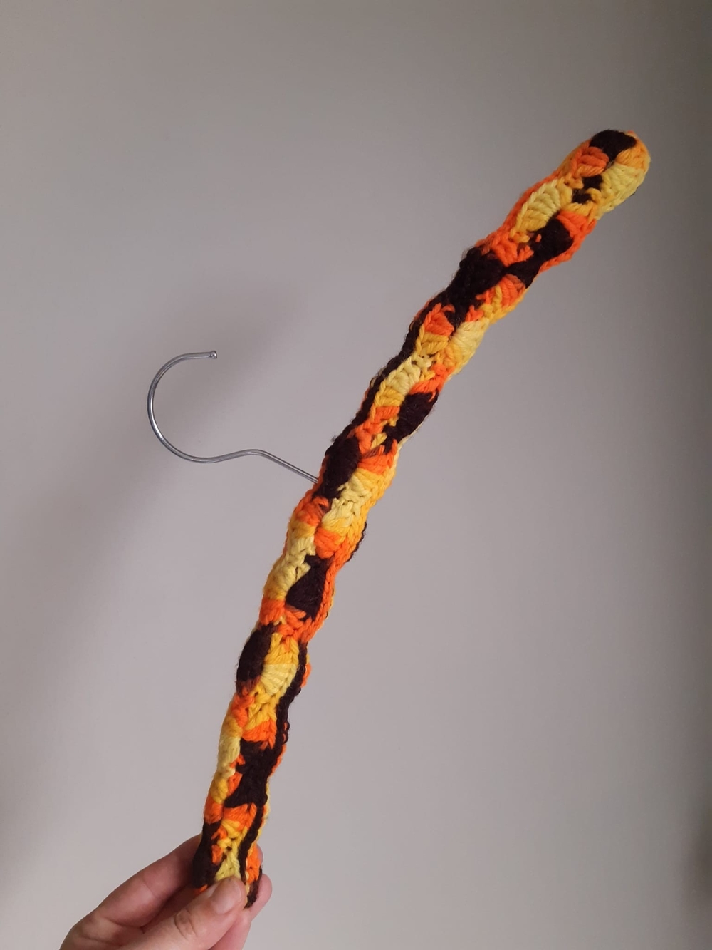 *SALE 3 for $20* 1970s Crocheted Multicolor Hanger - Yellow, Orange, Brown